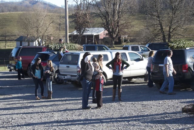 Customers enjoying the view and waiting for their trees.