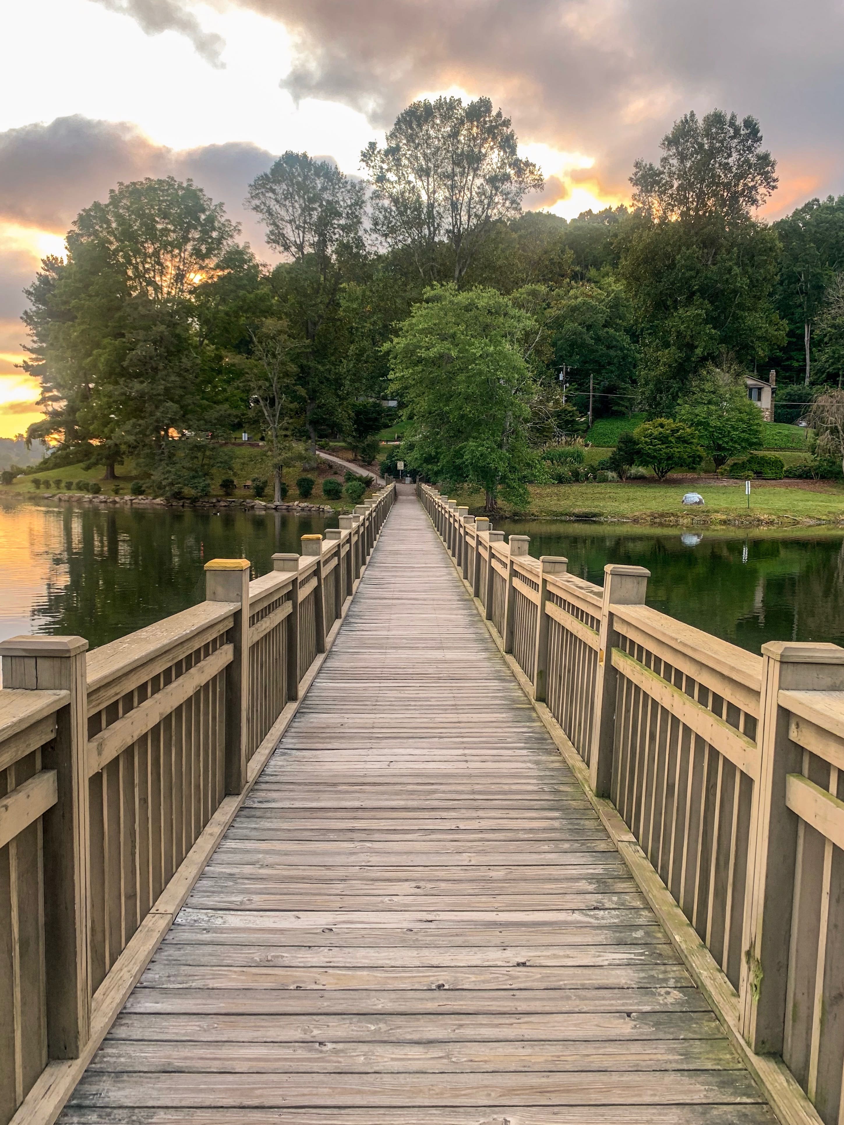Wooden bridge across Lake Junaluska Wooden bridge across Lake Junaluska