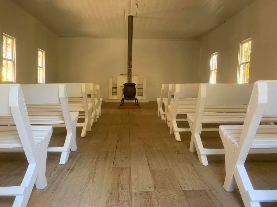 Inside Little Cataloochee Baptist Church Inside Little Cataloochee Baptist Church