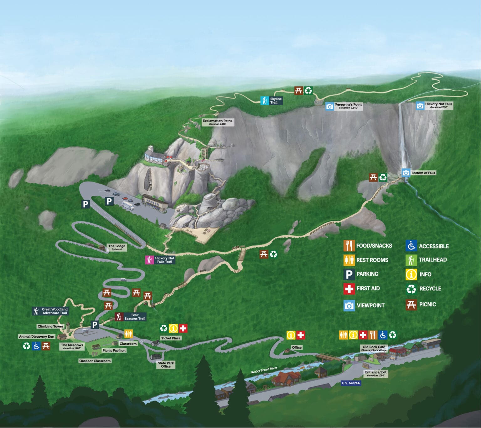 Chimney Rock Trail Map Chimney Rock Trail Map