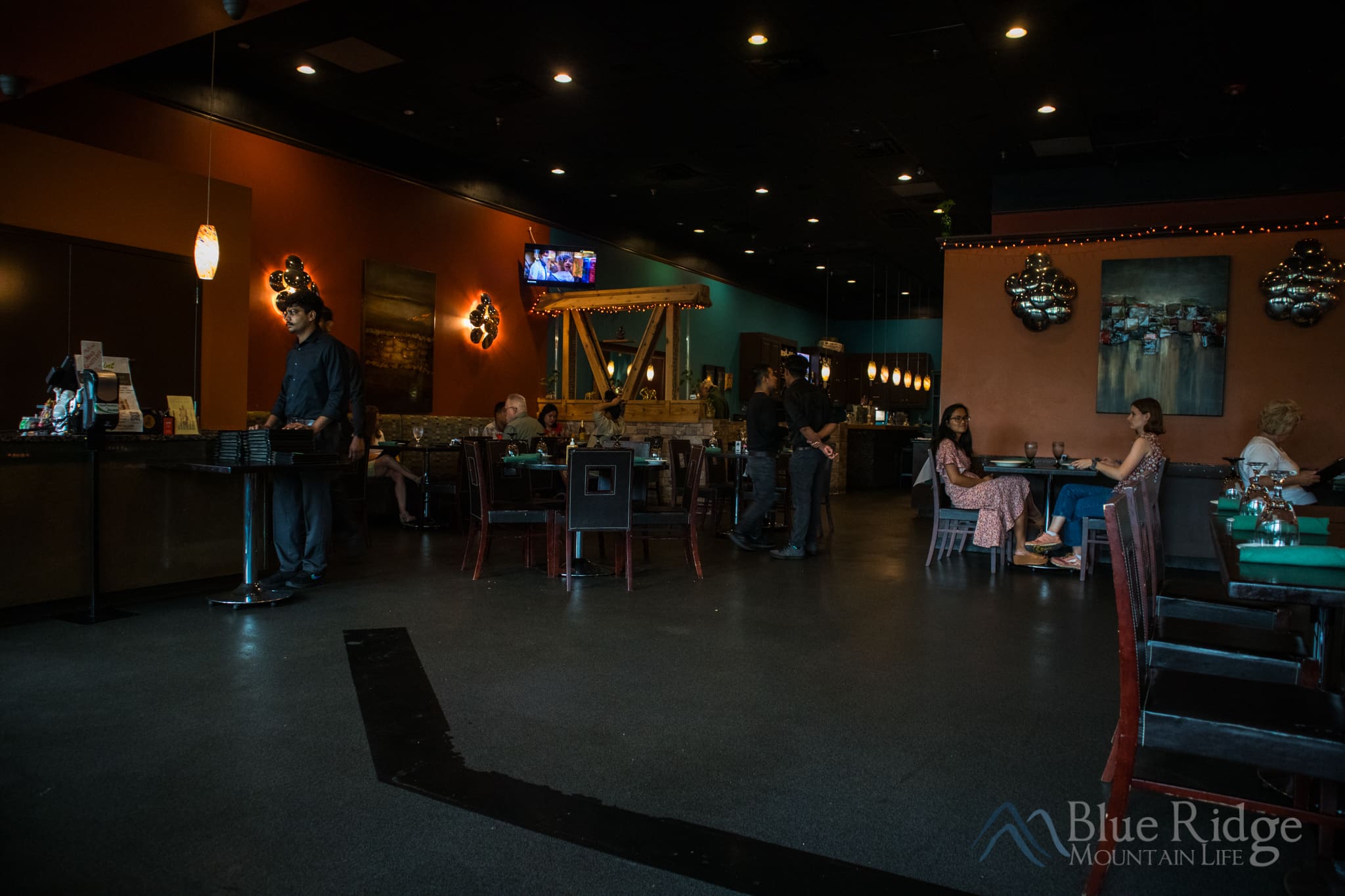 Mint Indian Cuisine Boone NC Dining area of Mint Indian Cuisine with people eating during lunch
