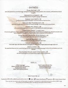 Timberlake's Restaurant Dinner Menu
