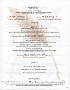 Timberlake's Restaurant Brunch Menu