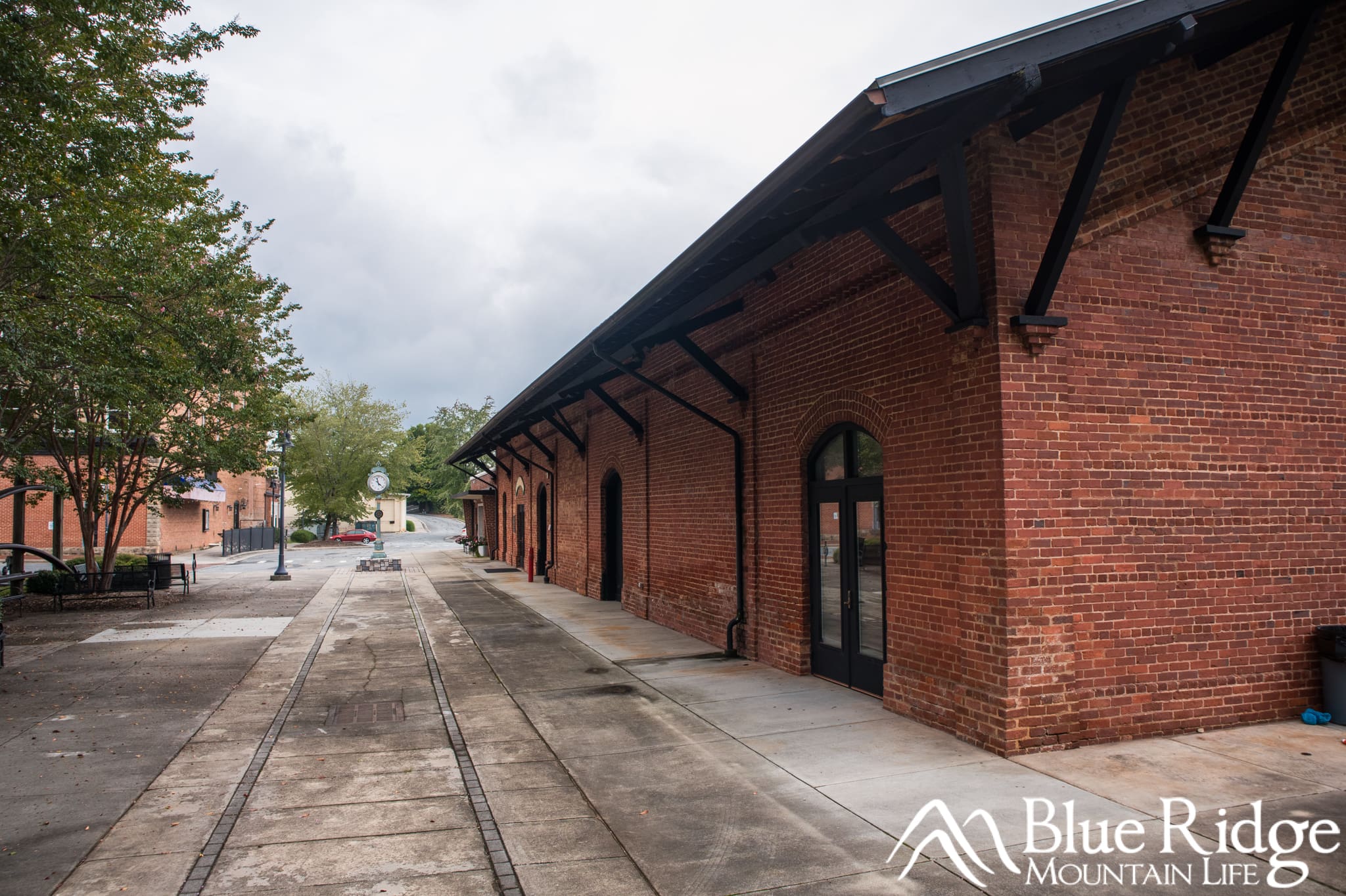Marion NC Historic Train Depot Historic brick train depot next to the old rail line.