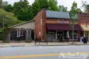 Photo of the exterior of The Purple Onion Restaurant.  
