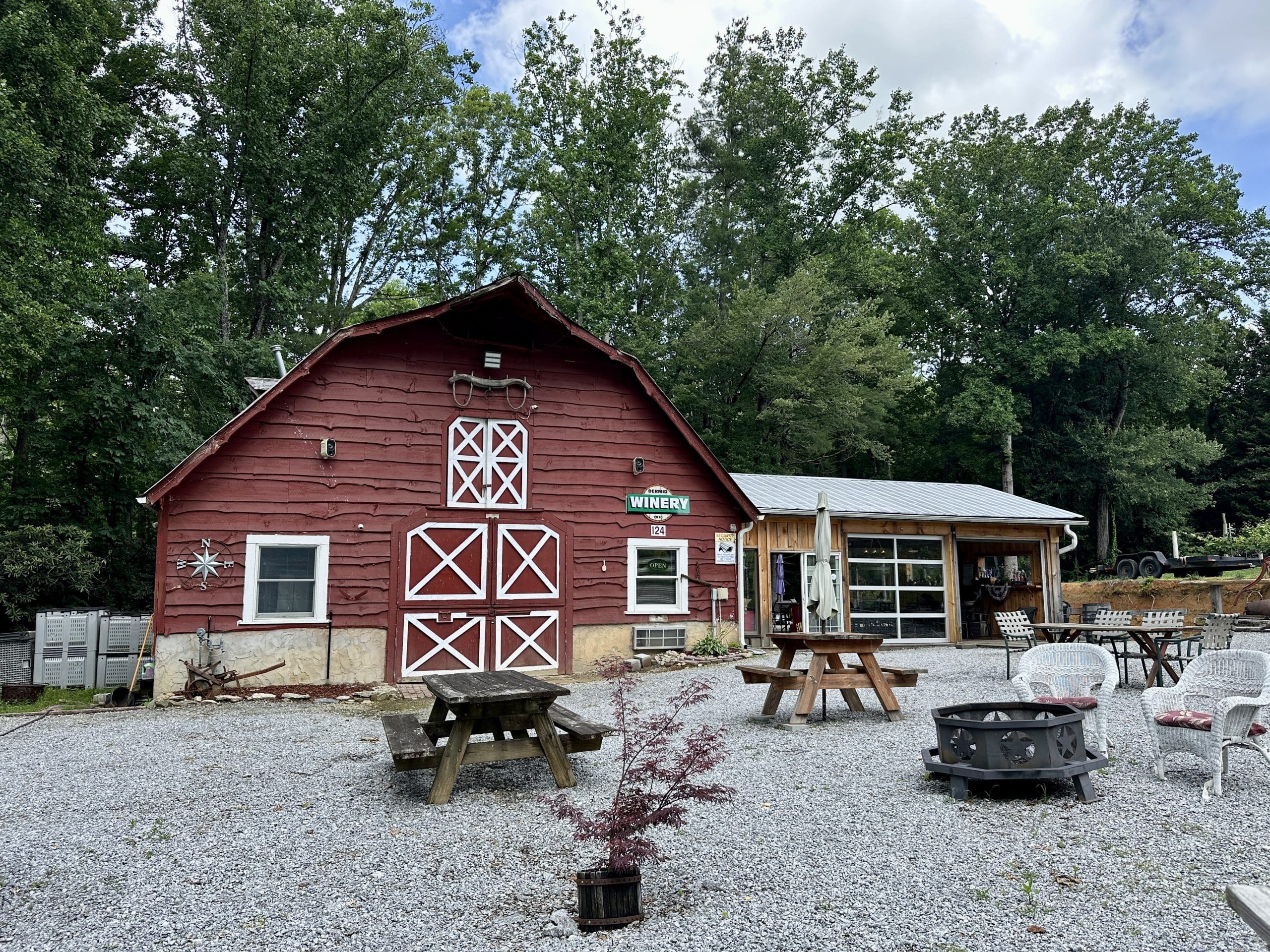 Sawyer Springs Vineyard & Winery Tasting room at Sawyer Springs Vineyard & Winery. The building is a large red barn.